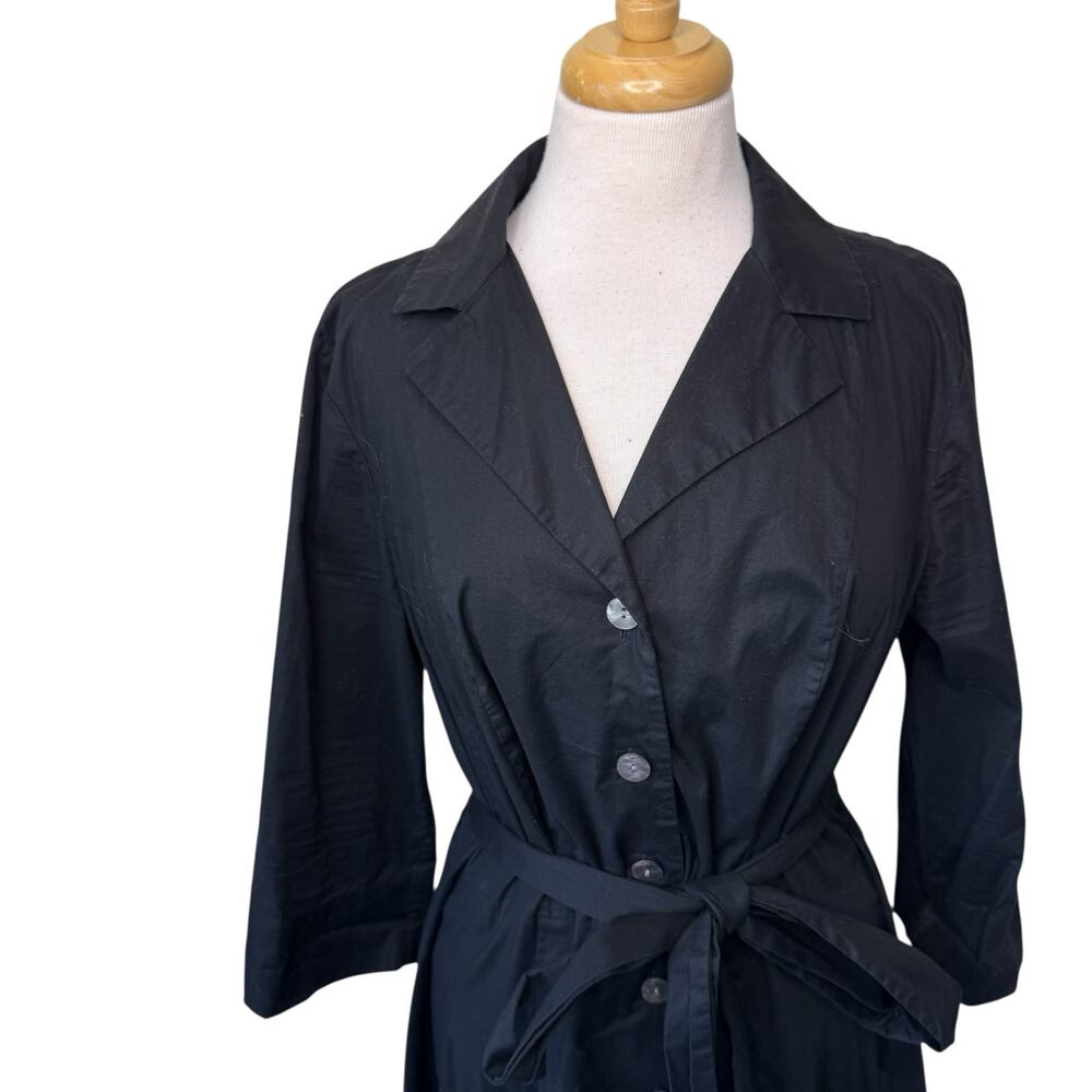 BODEN Belted Button Front V Neck A Line Shirt Dress Black size 14R - Picture 6 of 7
